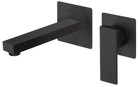 Miscelatore a muro per lavabo nero opaco Jacuzzi Rubinetteria serie Twinkle