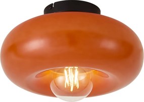 Plafoniera retrò nera con vetro arancione 30cm - Glaze