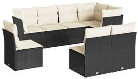 Set Divani da Giardino con Cuscini 8 pz Nero in Polyrattan