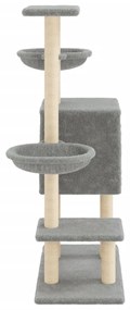 Albero per gatti con tiragraffi in sisal grigio chiaro 117 cm