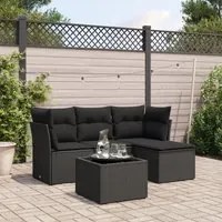 Set Divani da Giardino 5 pz con Cuscini in Polyrattan Nero 3217545