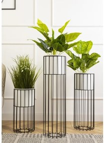 Vaso da fiori in metallo LOFT 55x20 cm nero/bianco