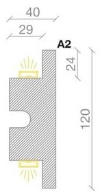 Cornice Pitturabile per Illuminazione Bidirezionale per Strisce LED da 1,15m Selezionare la lunghezza 1,15 Metri