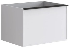 Mobile da bagno sotto lavabo Pixel frame frontale bianco e maniglia alluminio nero laccato L 60 x H 40 x P 45.5 cm 2 cassetti, lavabo non incluso