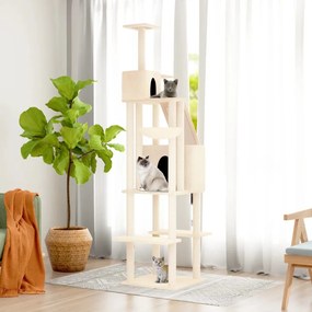 Albero Per Gatti Con Tiragraffi İn Sisal Crema 201 Cm /