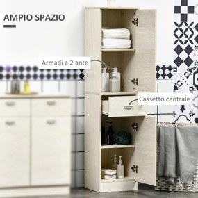 Mobile a Colonna per Bagno 34x34x150 cm 2 Ante 1 Cassetto Color Legno...