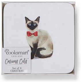 Set di 4 sottobicchieri blu con Curious Cat - Cooksmart ®