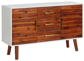 Credenza 110x35x70 Cm İn Legno Massello Di Acacia E Mdf /