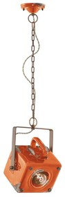 Lampadario Vintage Industrial Ferro E Ceramica Arancio 1 Luce E27