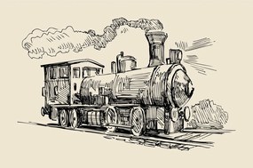 Carta da parati autoadesiva – Treno in stile retrò