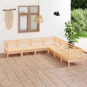 Set Salotto da Giardino 7 pz in Legno Massello di Pino