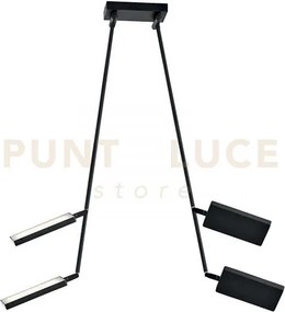 Plafoniera led book nera 36w 3640lm 3000k 15-200x85cm orientabile