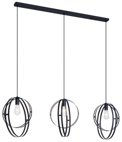 Smart hanglamp zwart langwerpig 3-lichts incl. Wifi G95 - Indu
