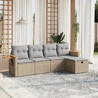 Set Divano da Giardino 5 pz con Cuscini Beige Misto Polyrattan 3265504