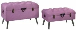 Panca DKD Home Decor   Metallo Poliestere Fucsia Legno MDF (81 x 42 x 52 cm)