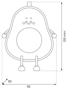 Lampada notturna ricaricabile a intensità regolabile per bambini AVOCADO LED/1W/5V 1200 mAh