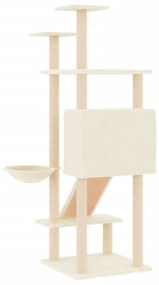 Albero per gatti con tiragraffi in sisal crema 153 cm