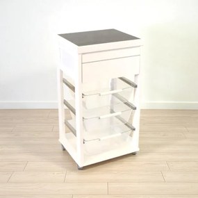 Carrello in legno Bianco con cesti portafrutta in policarbonato LANDHELL