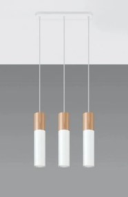 Lampadario a Sospensione in Legno e Acciaio 3xGU10 PABLO 3 Bianco