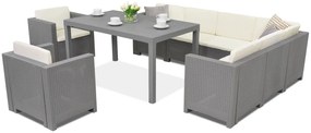 Set in technorattan con divano angolare Colorado Comida Max 8 grigio Bica