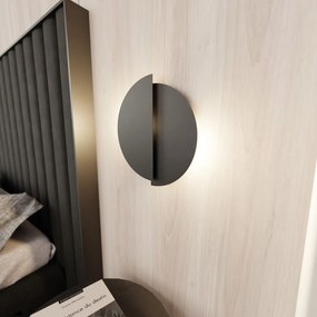 Applique Minimal Rotonda 1 Luce Indiretta Agni In Acciaio Nero