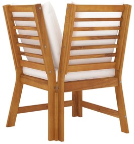 Set Divani da Giardino 3 pz con Cuscini Crema in Legno Acacia