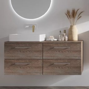 Mobile bagno da 120cm con 4 cassetti e piano per lavabo da appoggio EL-120P4 - KAMALU