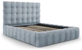 Letto matrimoniale imbottito blu chiaro con contenitore con griglia 160x200 cm Bali - Cosmopolitan Design