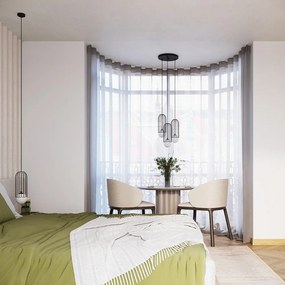 Lampadario bianco/nero con paralume in vetro Belinda – Sollux