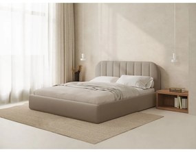 Letto matrimoniale imbottito marrone chiaro con contenitore con rete inclusa 200x200 cm Juno – Windsor &amp; Co Sofas