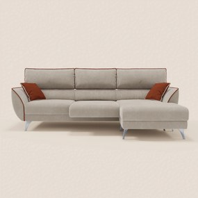 Michelangelo Divano Angolare bicolore con Penisola e Sedute Estensibili - Poggiatesta reclinabili in tessuto smacchiabile T23