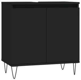 Set di mobili da bagno 3 pz nero in legno multistrato