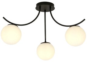 Lampadario da Soffitto in Acciaio e Vetro BOSTON 3 Nero 3xE14 Colore delle Sfere Bianco