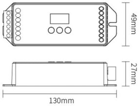 Controller DMX512 e RDM 5in1 5 canali 12-24V