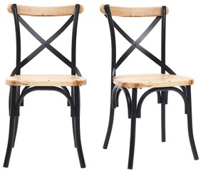 Set di 2 sedie industriali in metallo nero e legno JAKE