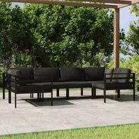 Set Divani da Giardino 6 pz con Cuscini in Alluminio Antracite cod mxl 40802