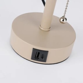 Brilagi - Lampada da tavolo con porta USB TABLON 1xE27/25W/230V beige