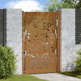 Cancello Da Giardino 105x155 Cm Acciaio Corten Design A Fiamma /
