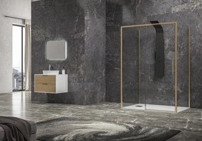 Box doccia 3 lati 90x140x90 oro satinato anta scorrevole  | KLA-4000G - KAMALU