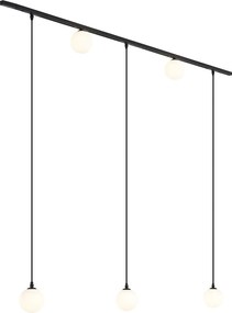 Sistema di illuminazione a binario moderno nero con 2 faretti e 3 luci a sospensione monofase - Slimline Eira