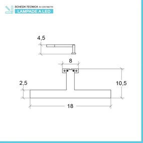Lampada LED per specchio 18 cm cromo lucido con doppia installazione