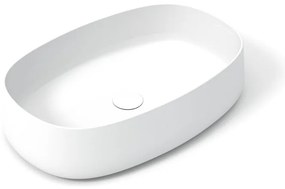 Lavabo da appoggio Wave OLYMPIA CERAMICA ovale in ceramica L 60 x H 14 x P 40 cm bianco lucido piletta non inclusa