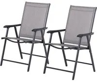 Set 2 Sedie da Giardino 58x64x94 cm in Textilene Sanders Grigio e Nero