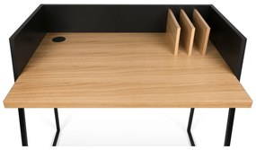 Scrivania nera con dettagli in legno di quercia Volga - TemaHome