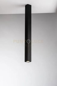 Plafoniera fluke quadrata nera 1 luce attacco gu10 6x6x75cm