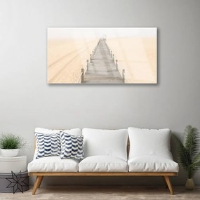 Quadro in vetro Architettura del ponte di sabbia 100x50 cm 2 appendini