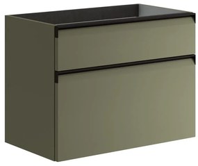 Mobile da bagno sotto lavabo Fusion verde salvia opaco L 79.5 x H 60 x P 45.5 cm 2 cassetti, lavabo non incluso