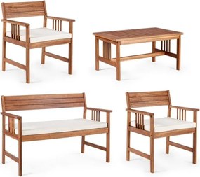 Set Salotto Da Esterno 4 Posti In Legno Di Acacia Con Cuscini Noemi Bizzotto
