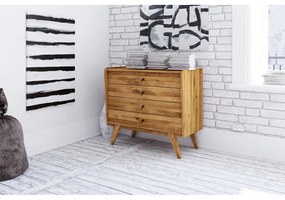 Cassettiera bassa in legno di quercia 100x90 cm Retro - The Beds