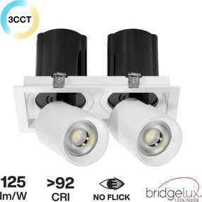 Faro LED da Incasso 2x30W Orientabile CCT Foro Ø210x110 Bridgelux LED Colore Bianco Variabile CCT